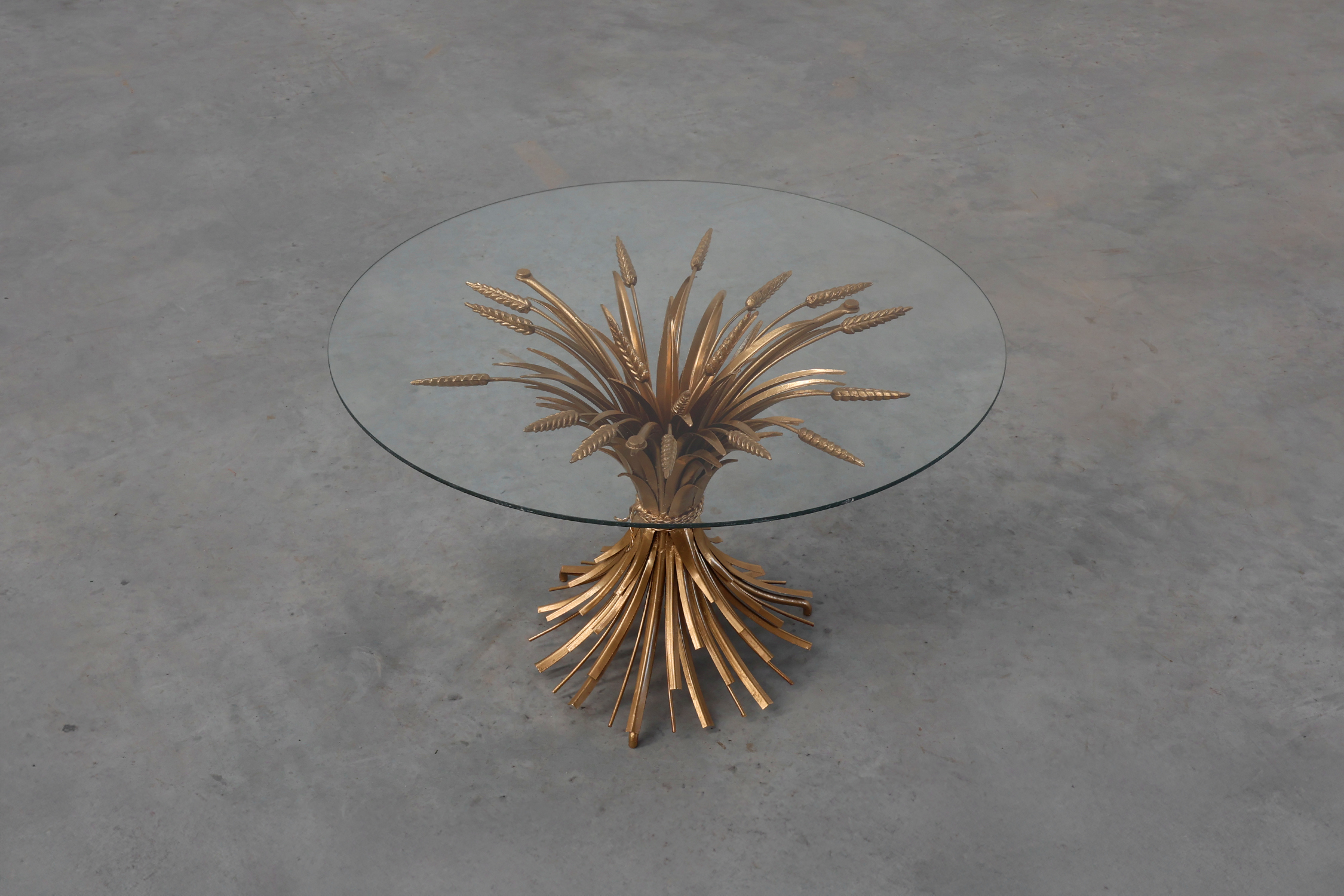Hollywood regency gilt sheaf of wheat side table “coco chanel”, Italy 1960sthumbnail
